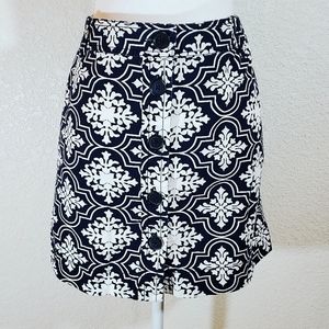 J.Crew Mini Medallion Floral Navy Skirt